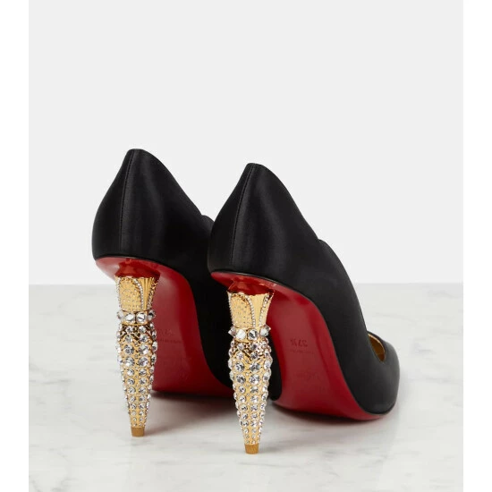 Christian Louboutin Lipstrass Crêpe Crystal-embellished Pumps 2 Christian Louboutin Lipstrass Crêpe Crystal-embellished Pumps - Image 2