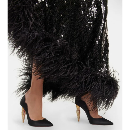 Christian Louboutin Lipstrass Crêpe Crystal-embellished Pumps 3 Christian Louboutin Lipstrass Crêpe Crystal-embellished Pumps - Image 3