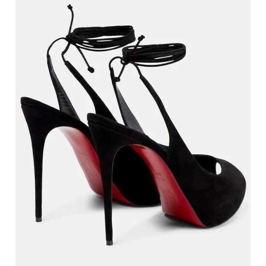 Christian Louboutin Lace Up NVP Suede Peep-toe Pumps 2 Christian Louboutin Lace Up NVP Suede Peep-toe Pumps - Image 2