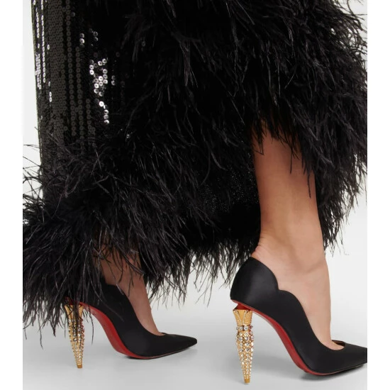 Christian Louboutin Lipstrass Crêpe Crystal-embellished Pumps 6 Christian Louboutin Lipstrass Crêpe Crystal-embellished Pumps - Image 6