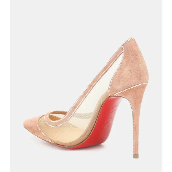 Christian Louboutin Galativi 100 Suede And Mesh Pumps 2 Christian Louboutin Galativi 100 Suede And Mesh Pumps - Image 2
