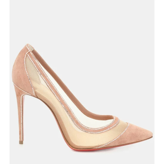 Christian Louboutin Galativi 100 Suede And Mesh Pumps 4 Christian Louboutin Galativi 100 Suede And Mesh Pumps - Image 4
