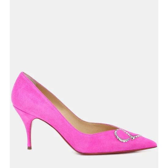 Christian Louboutin CL 80 Embellished Suede Pumps 4 Christian Louboutin CL 80 Embellished Suede Pumps - Image 4