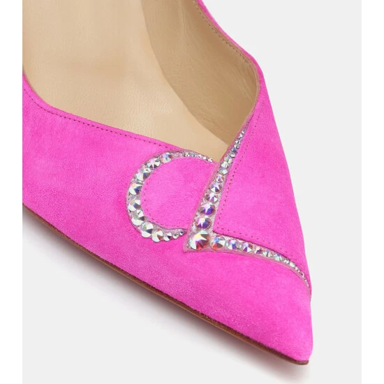 Christian Louboutin CL 80 Embellished Suede Pumps 5 Christian Louboutin CL 80 Embellished Suede Pumps - Image 5