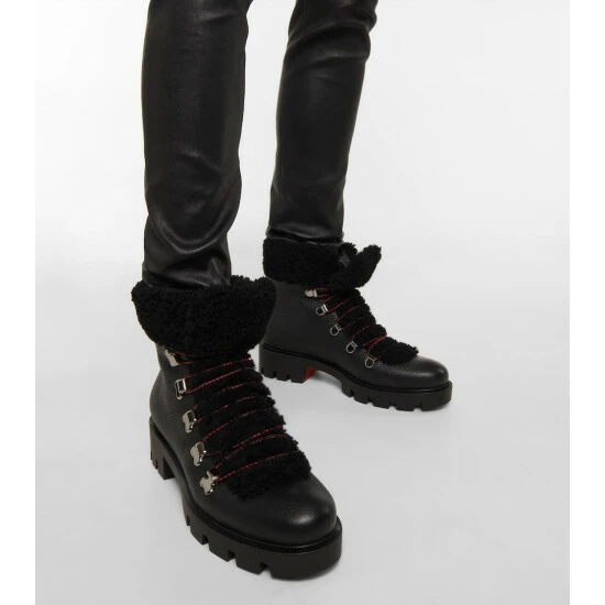 Christian Louboutin Edelvizir Shearling-lined Leather Ankle Boots 3 Christian Louboutin Edelvizir Shearling-lined Leather Ankle Boots - Image 3