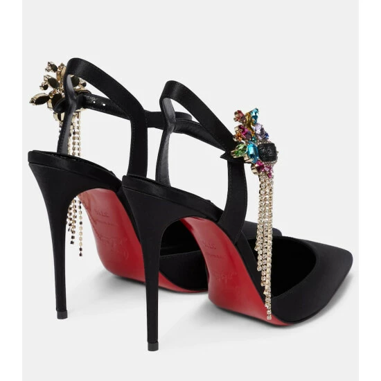 Christian Louboutin Goldina Rain 100 Embellished Satin Pumps 2 Christian Louboutin Goldina Rain 100 Embellished Satin Pumps - Image 2