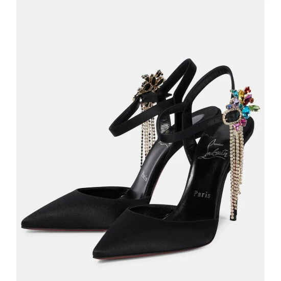 Christian Louboutin Goldina Rain 100 Embellished Satin Pumps 4 Christian Louboutin Goldina Rain 100 Embellished Satin Pumps - Image 4