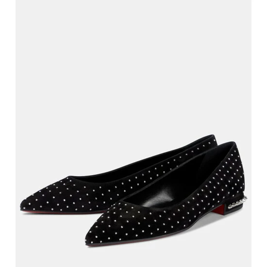 Christian Louboutin Free Hall Embellished Suede Ballet Flats 4 Christian Louboutin Free Hall Embellished Suede Ballet Flats - Image 4