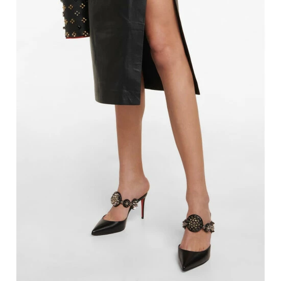 Christian Louboutin Miss Goldora 85 Embellished Mules 3 Christian Louboutin Miss Goldora 85 Embellished Mules - Image 3