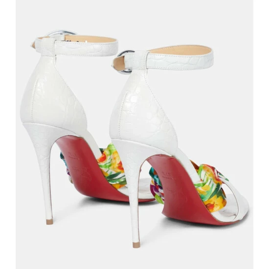 Christian Louboutin Ruban Leather And Silk Sandals 2 Christian Louboutin Ruban Leather And Silk Sandals - Image 2