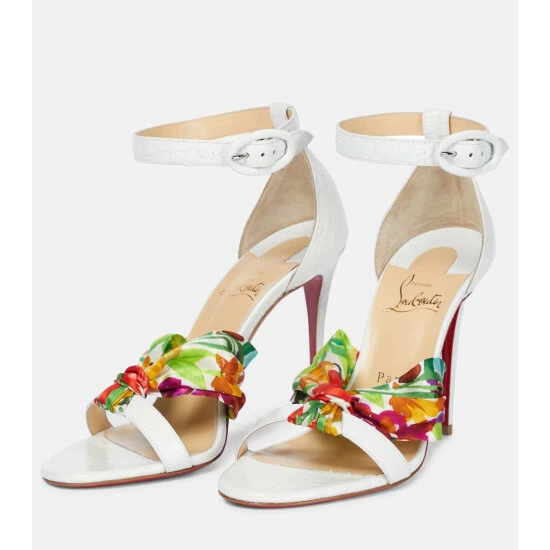 Christian Louboutin Ruban Leather And Silk Sandals 4 Christian Louboutin Ruban Leather And Silk Sandals - Image 4