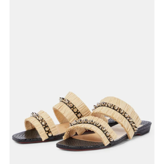 Christian Louboutin Marivodou Embellished Raffia Sandals 4 Christian Louboutin Marivodou Embellished Raffia Sandals - Image 4