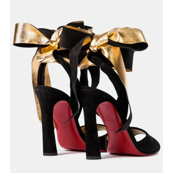 Christian Louboutin Rose Amelie 100 Suede Sandals 2 Christian Louboutin Rose Amelie 100 Suede Sandals - Image 2