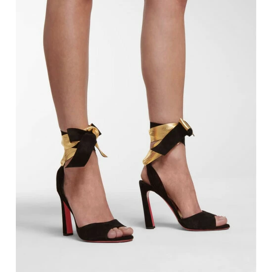 Christian Louboutin Rose Amelie 100 Suede Sandals 3 Christian Louboutin Rose Amelie 100 Suede Sandals - Image 3