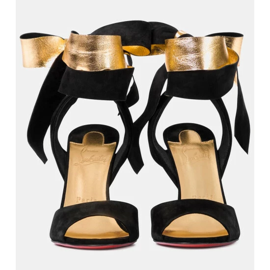 Christian Louboutin Rose Amelie 100 Suede Sandals 4 Christian Louboutin Rose Amelie 100 Suede Sandals - Image 4