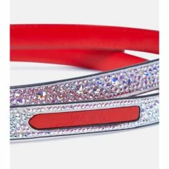 Christian Louboutin Loubileash S Embellished Metallic Suede Dog Leash