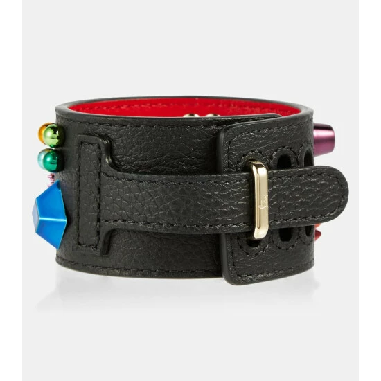 Christian Louboutin Carasky Embellished Leather Bracelet 1 Christian Louboutin Carasky Embellished Leather Bracelet