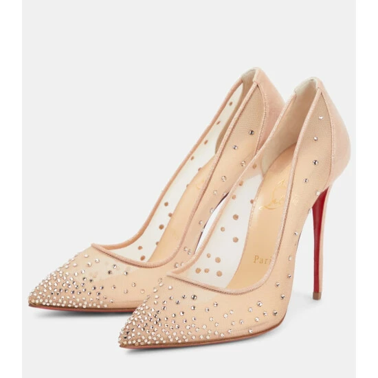 Christian Louboutin Follies Strass Embellished Mesh Pumps 4 Christian Louboutin Follies Strass Embellished Mesh Pumps - Image 4