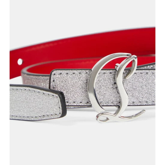 Christian Louboutin Glitter Logo Leather Belt 2 Christian Louboutin Glitter Logo Leather Belt - Image 2