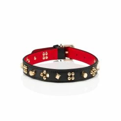 Christian Louboutin Loubicollar M Embellished Leather Dog Collar